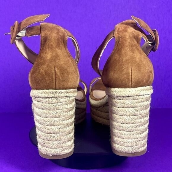 L'AGENCE Women's Brown Elysee Women's Brown Platform Suede Wedge Espadrilles 11 - Picture 4 of 10